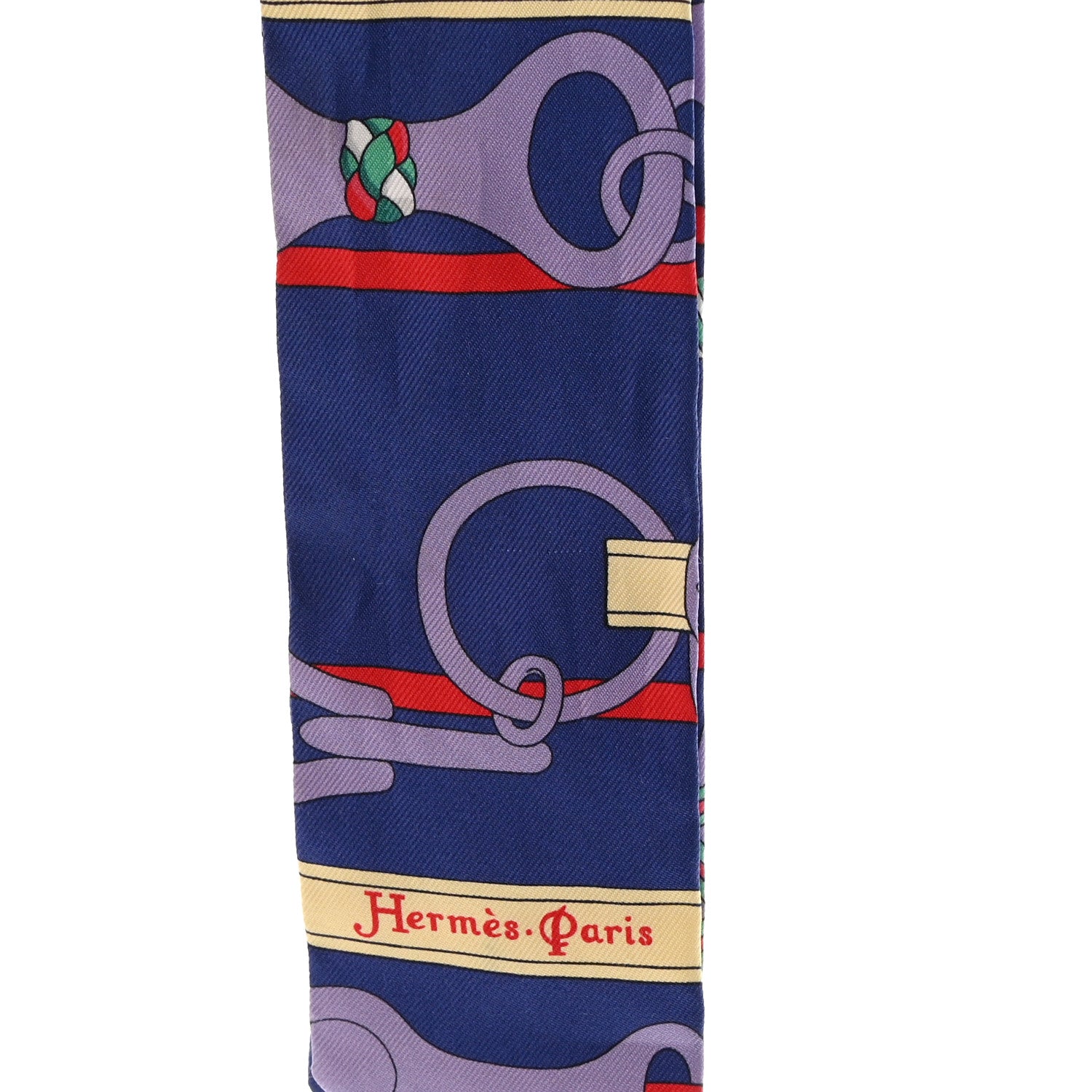 Hermes Silk Panoplie Equestre Twilly Bleu Jaune Rouge 6 of 6