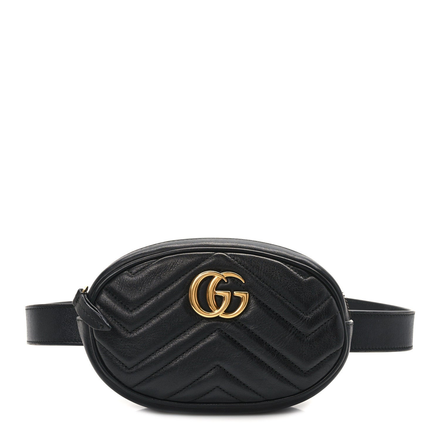 Gucci Calfskin Matelasse GG Marmont Belt Bag 85 34 Black 1 of 13