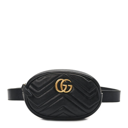 Gucci Calfskin Matelasse GG Marmont Belt Bag 85 34 Black 1 of 13