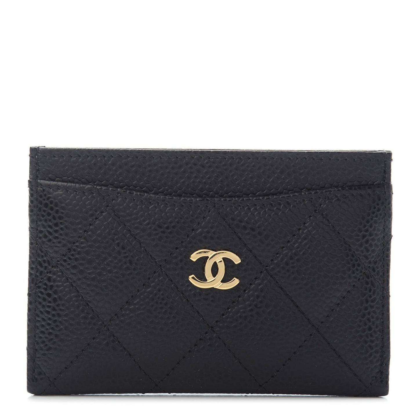 Caviar Quilted Card Holder Black