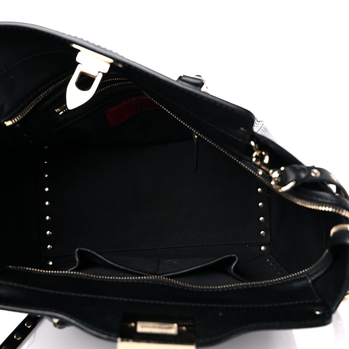 Vitello Small Rockstud Double Handle Tote Black