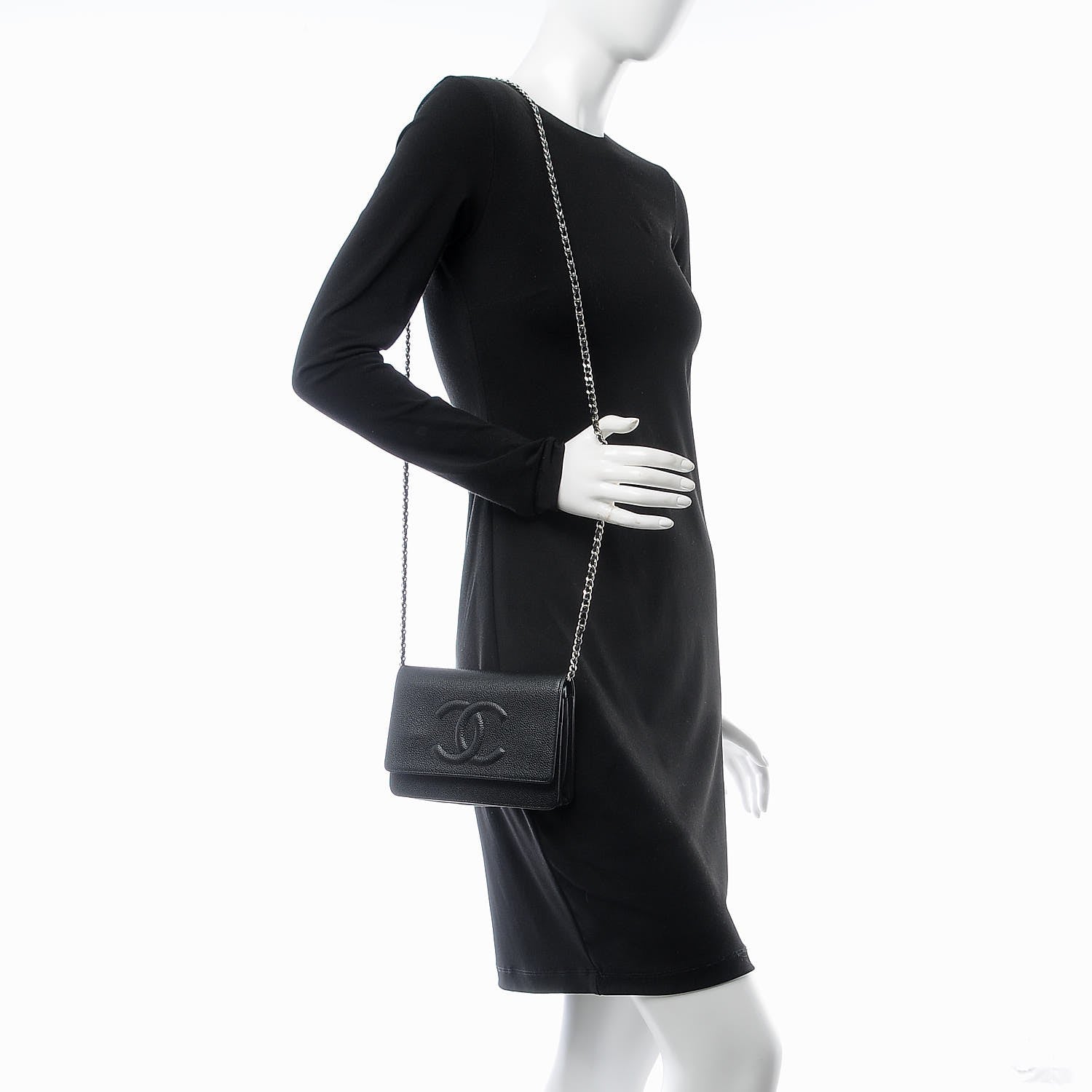 Chanel Caviar Timeless CC Wallet On Chain WOC Black 2 of 9