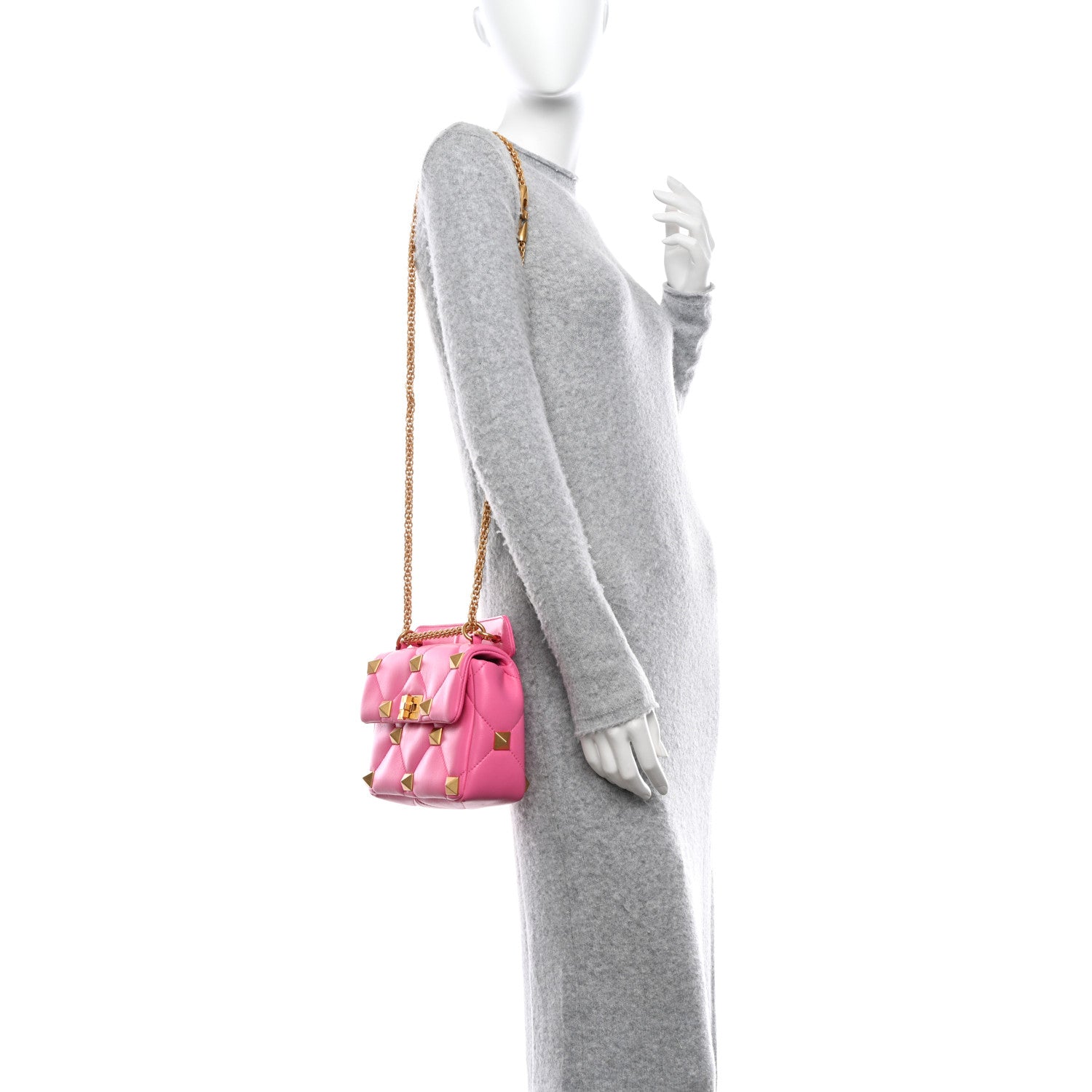 Valentino Garavani Nappa Medium Roman Stud Shoulder Bag Feminine Pink 2 of 9