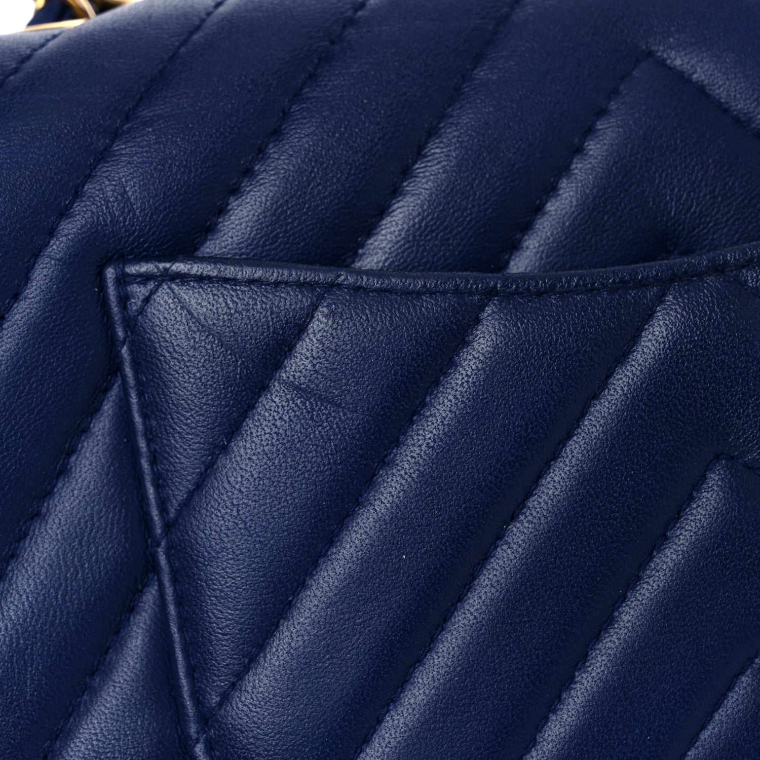 Chanel Lambskin Chevron Quilted Mini Rectangular Flap Blue 10 of 12