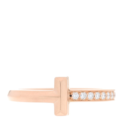 Tiffany 18K Rose Gold Diamond 2.5mm T T1 Ring 54 6.75 1 of 5