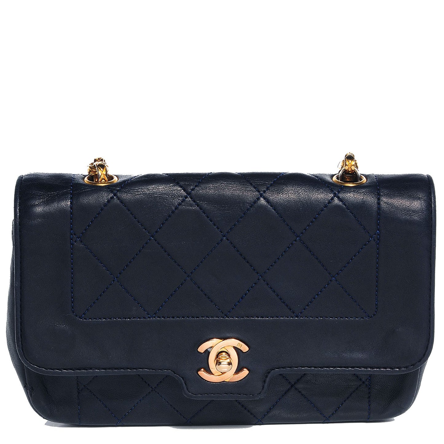 Lambskin Quilted Mini Flap Navy