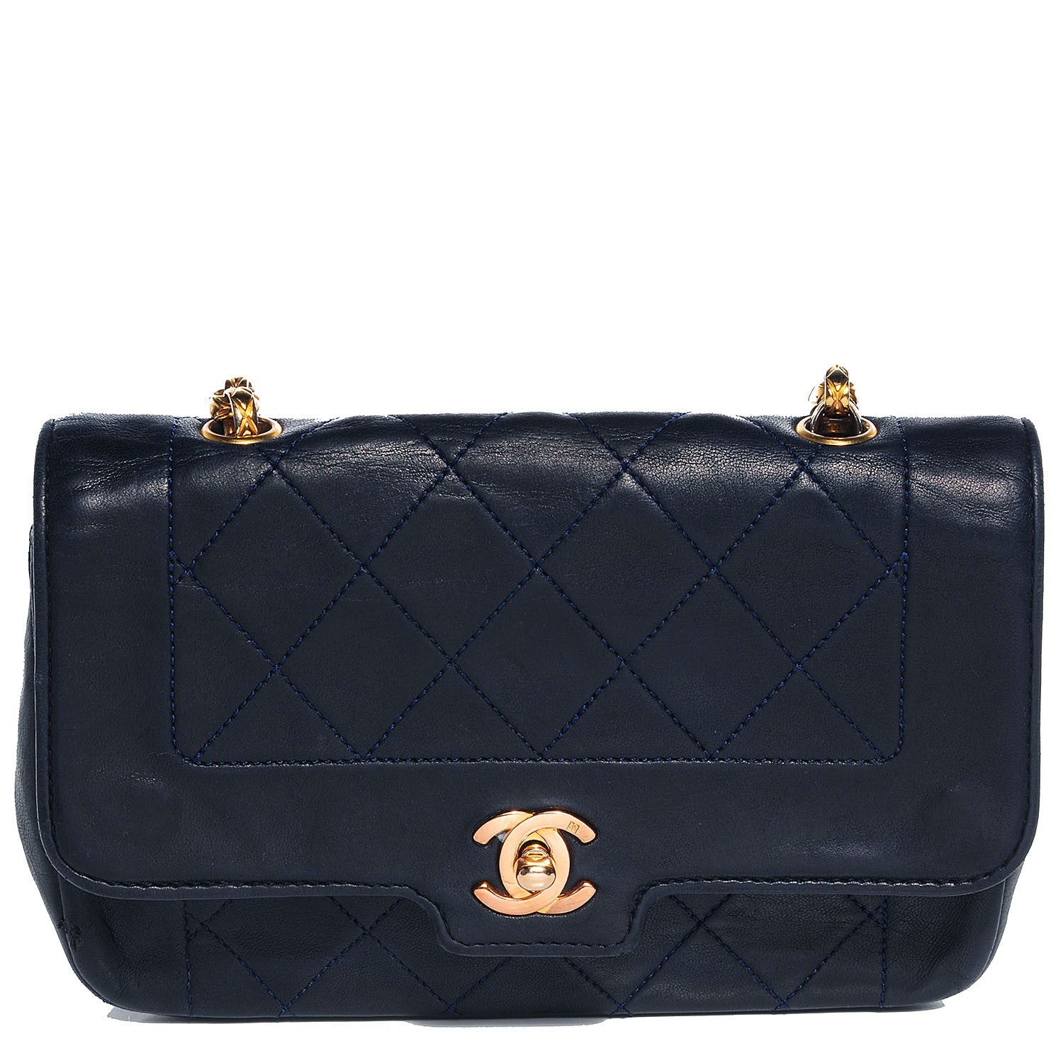 Chanel Lambskin Quilted Mini Flap Navy 1 of 8