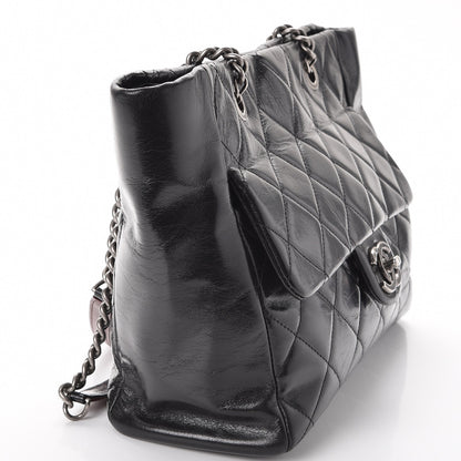Chanel Glazed Calfskin Quilted Small Duo Color Tote Black 11 of 11