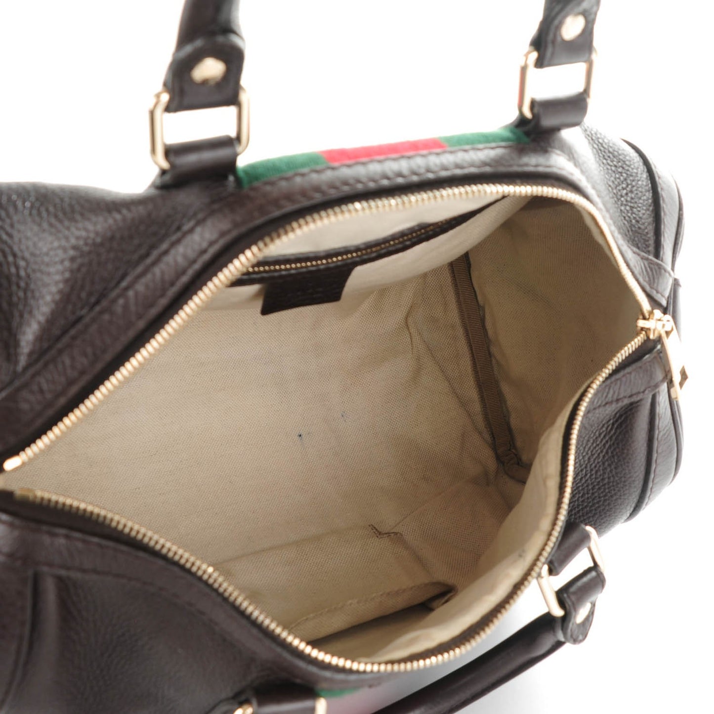 Calfskin Medium Vintage Web Boston Dark Brown