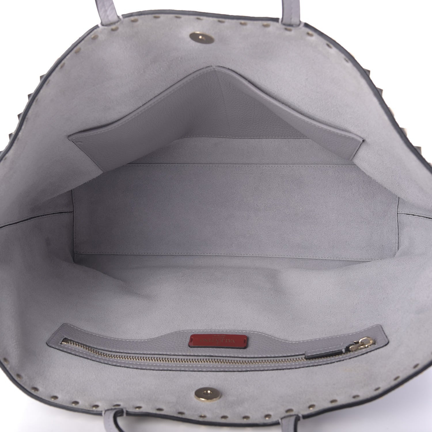 Valentino Garavani Grained Calfskin Rockstud Shoulder Tote Pastel Grey 5 of 8