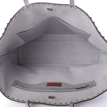 Valentino Garavani Grained Calfskin Rockstud Shoulder Tote Pastel Grey 5 of 8