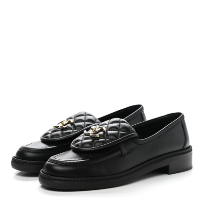 Chanel Lambskin Quilted CC Turnlock Loafers 38 Black 3 of 8