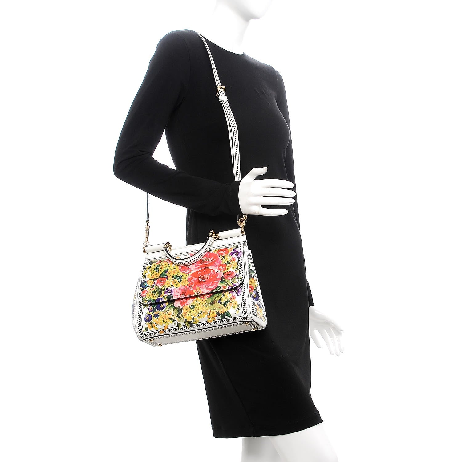 Dolce & Gabbana Dauphine Floral Print Medium Miss Sicily Satchel White 2 of 10