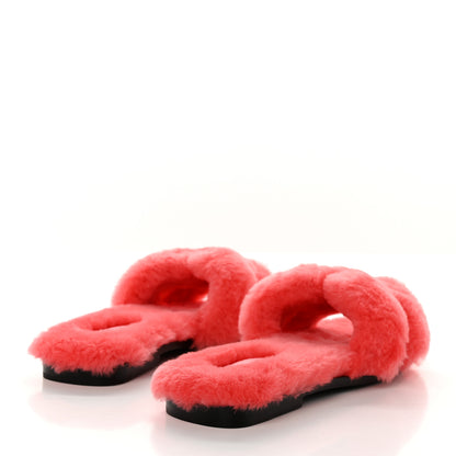 Hermes Woolskin Oran Sandals 36.5 Rose Du Desert 4 of 8