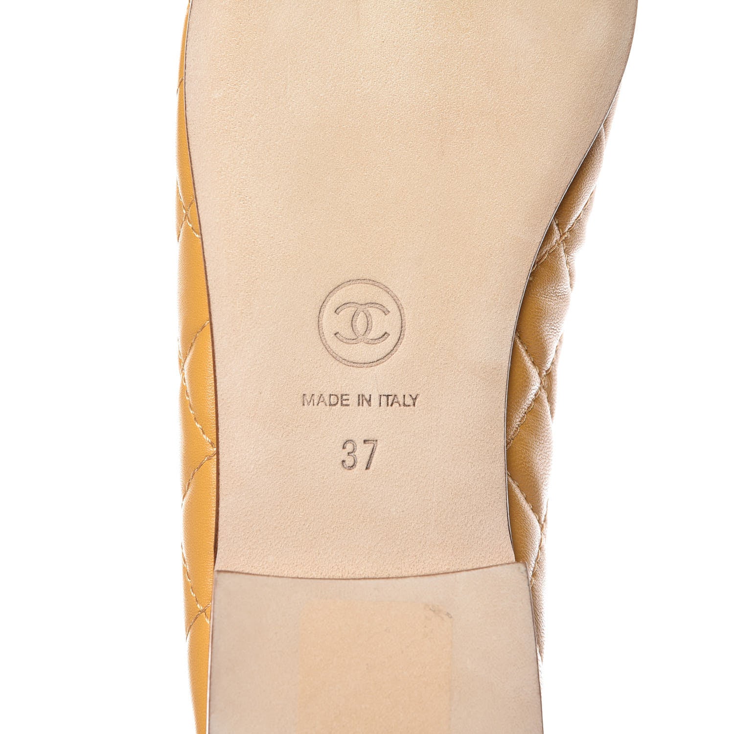 Chanel Lambskin Quilted CC Cap Toe Ballerina Flats 37 Yellow 6 of 9