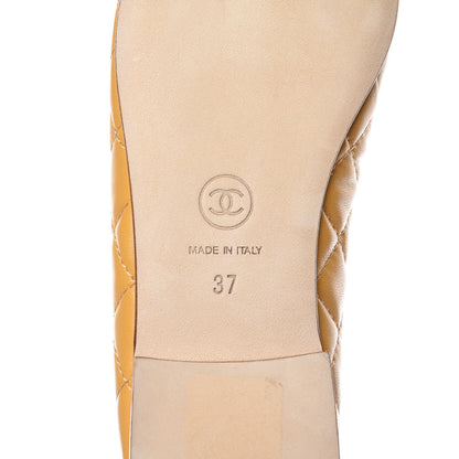 Chanel Lambskin Quilted CC Cap Toe Ballerina Flats 37 Yellow 6 of 9