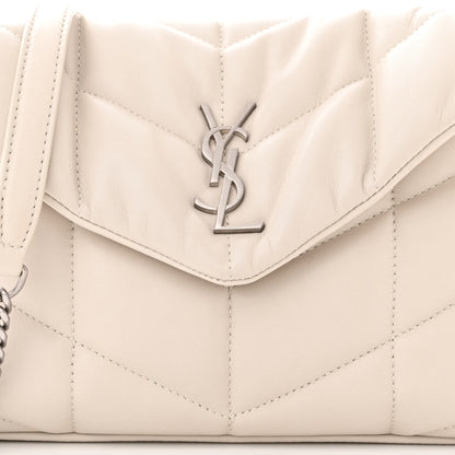 Saint Laurent SAINT LAURENT Lambskin Quilted Toy Loulou Puffer Monogram Chain Satchel Crema Soft 8 of 12