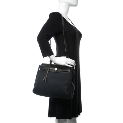 Hermes Toile Vache Calfskin Herbag 30 PM Black 2 of 11