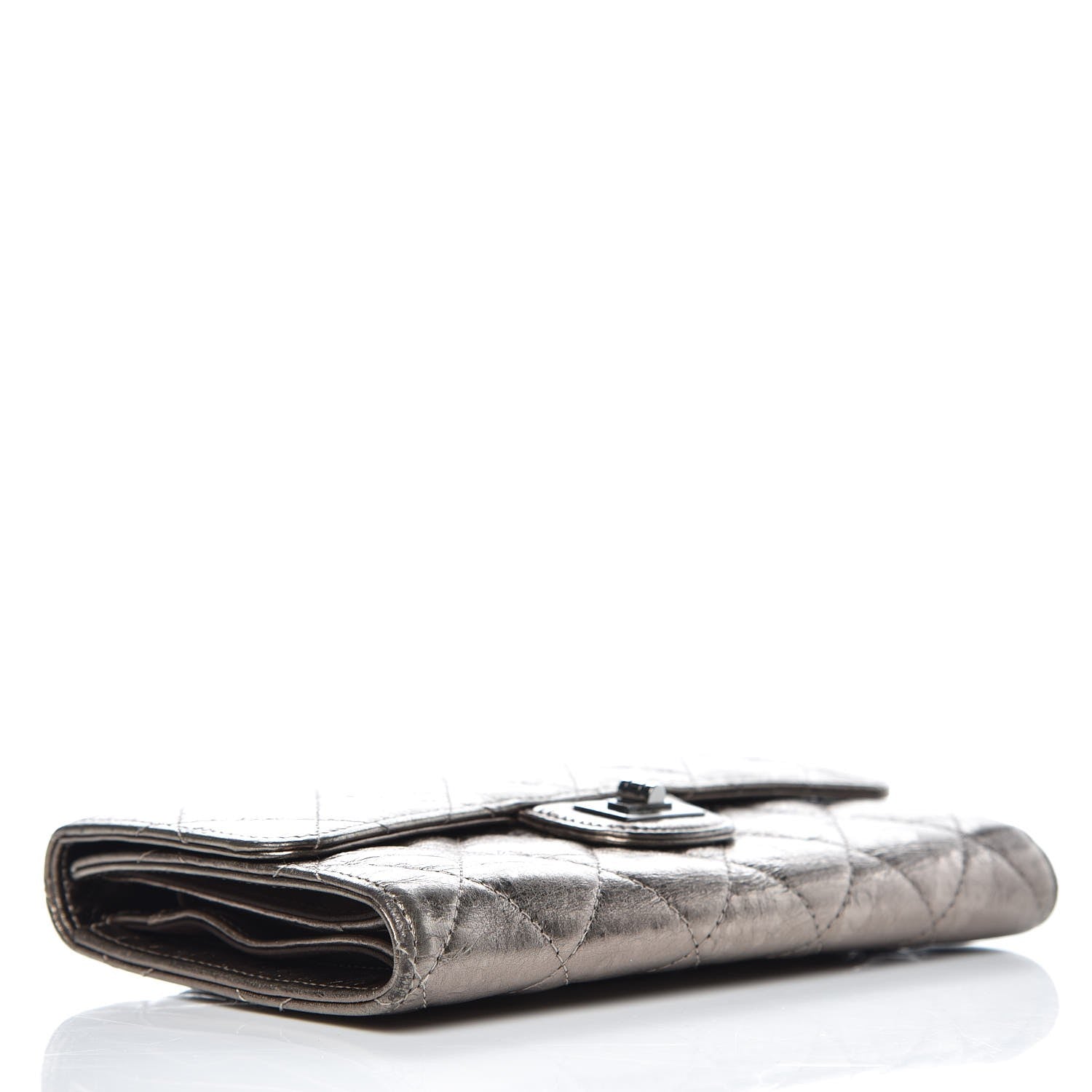 Chanel Metallic Aged Calfskin Quilted Reissue Long Flap Wallet Silver 4 of 13