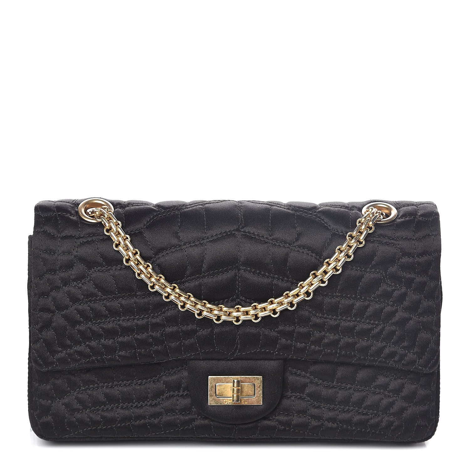 Chanel Satin Coco's Croc 2.55 Reissue 225 Flap Black 1 of 10