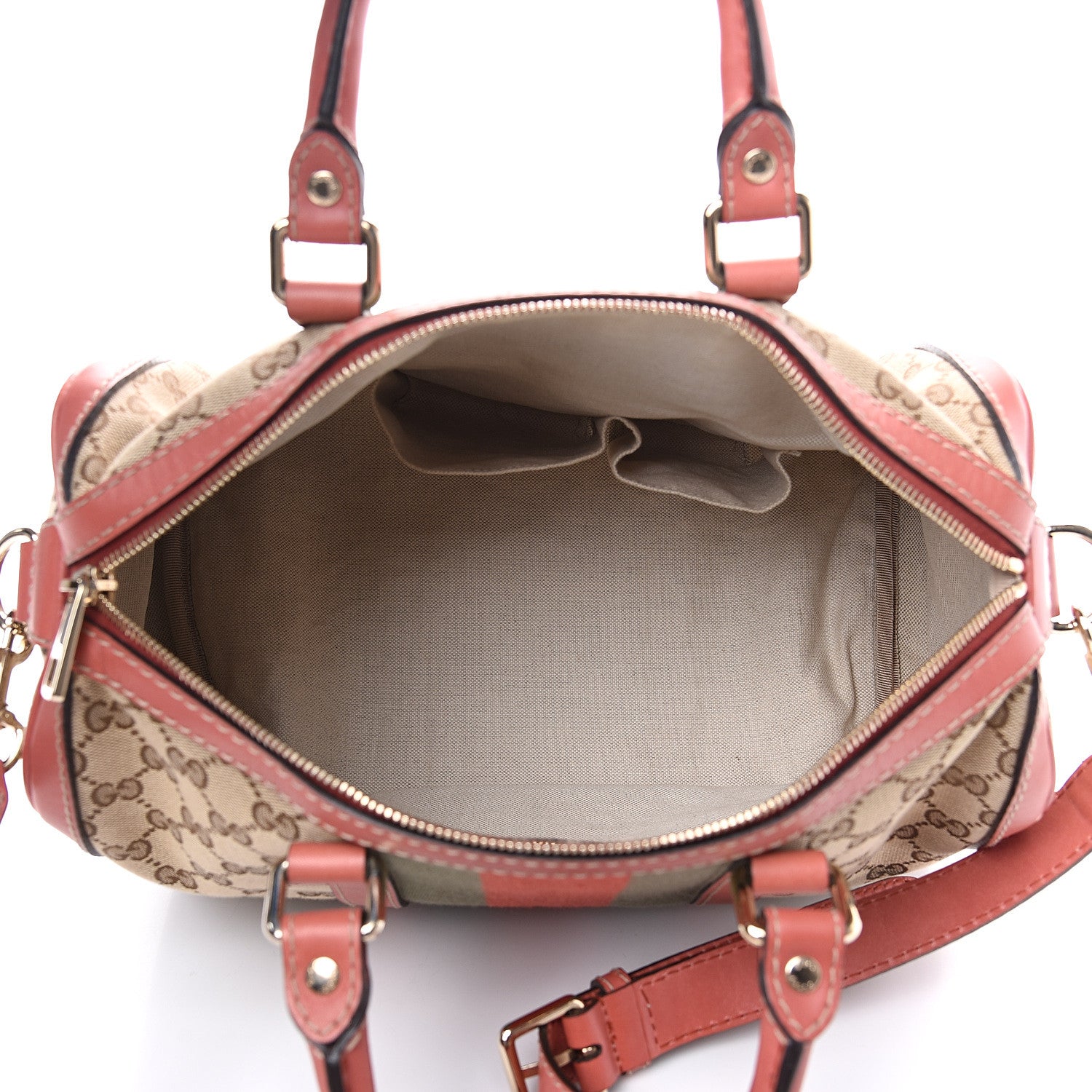 Gucci Monogram Medium Vintage Web Boston Pink 4 of 13