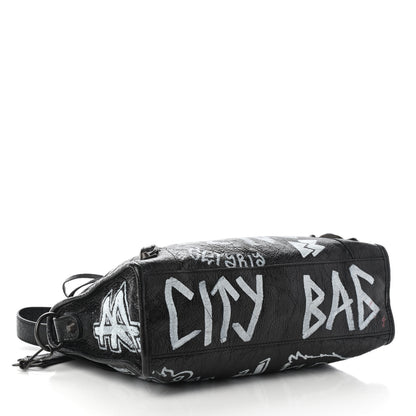 Balenciaga Agneau Classic Hardware Graffiti All Over S City Black 4 of 10