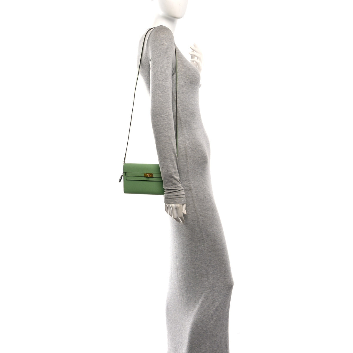 Hermes Epsom Verso Kelly Wallet To Go  Vert Criquet Bleu Brume 2 of 11