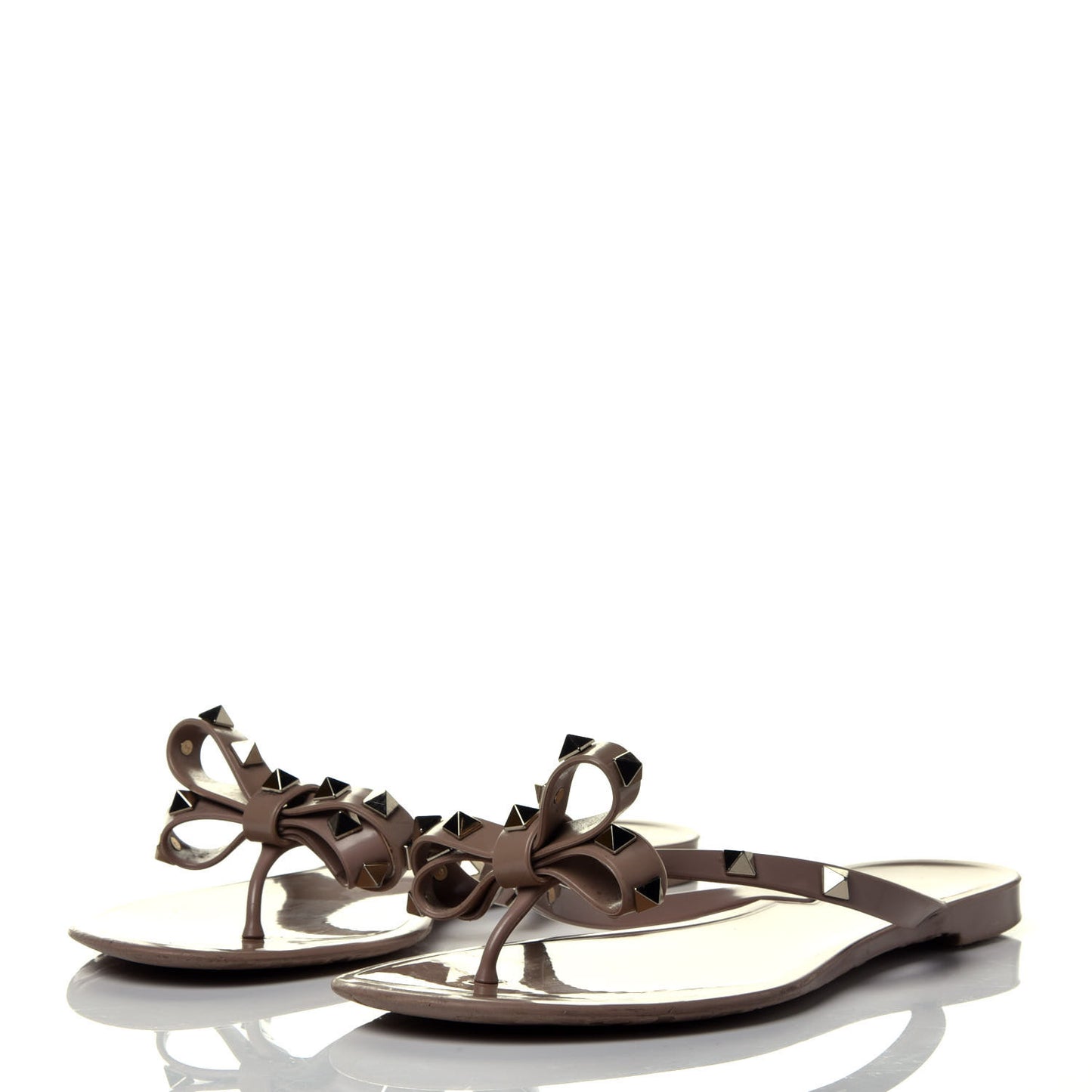 PVC Jelly Rockstud Bow Thong Sandals 39 Poudre