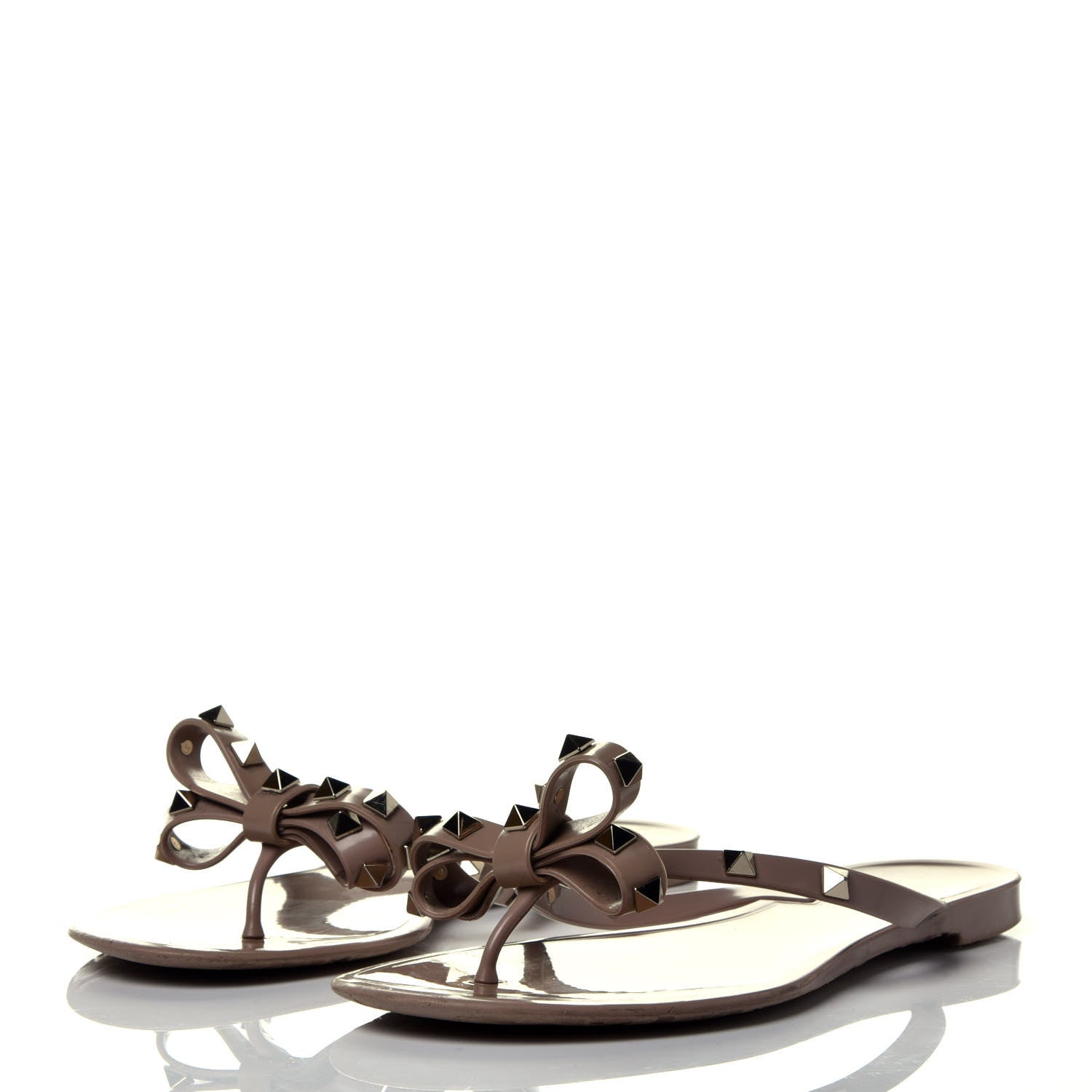 Valentino Garavani PVC Jelly Rockstud Bow Thong Sandals 39 Poudre 3 of 8