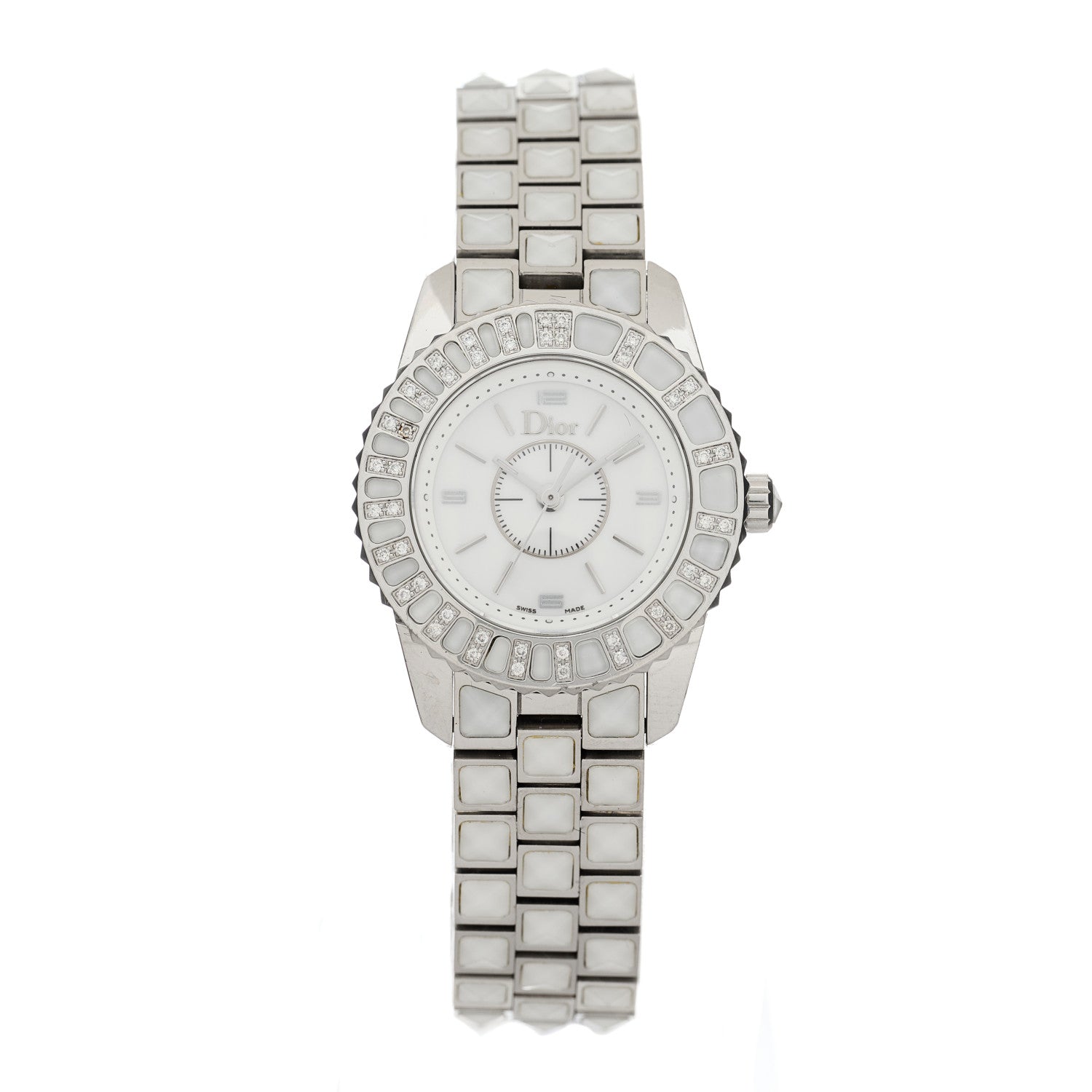 Christian Dior Stainless Steel Diamond Sapphire 33mm Christal Quartz Watch White 1 of 4