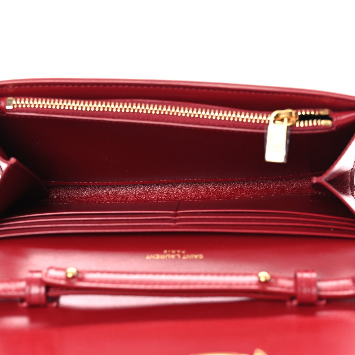 Saint Laurent Smooth Calfskin Le Maillon Chain Wallet Opyum Red Opyum Red 5 of 12