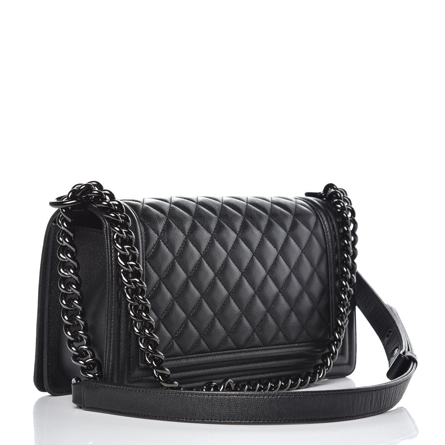 Caviar Quilted Medium Boy Flap So Black