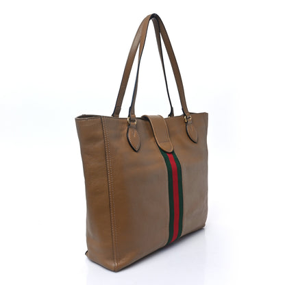 Gucci New Sakai Calfskin Lux Web Medium Dahlia Tote Quarz Beige 3 of 13