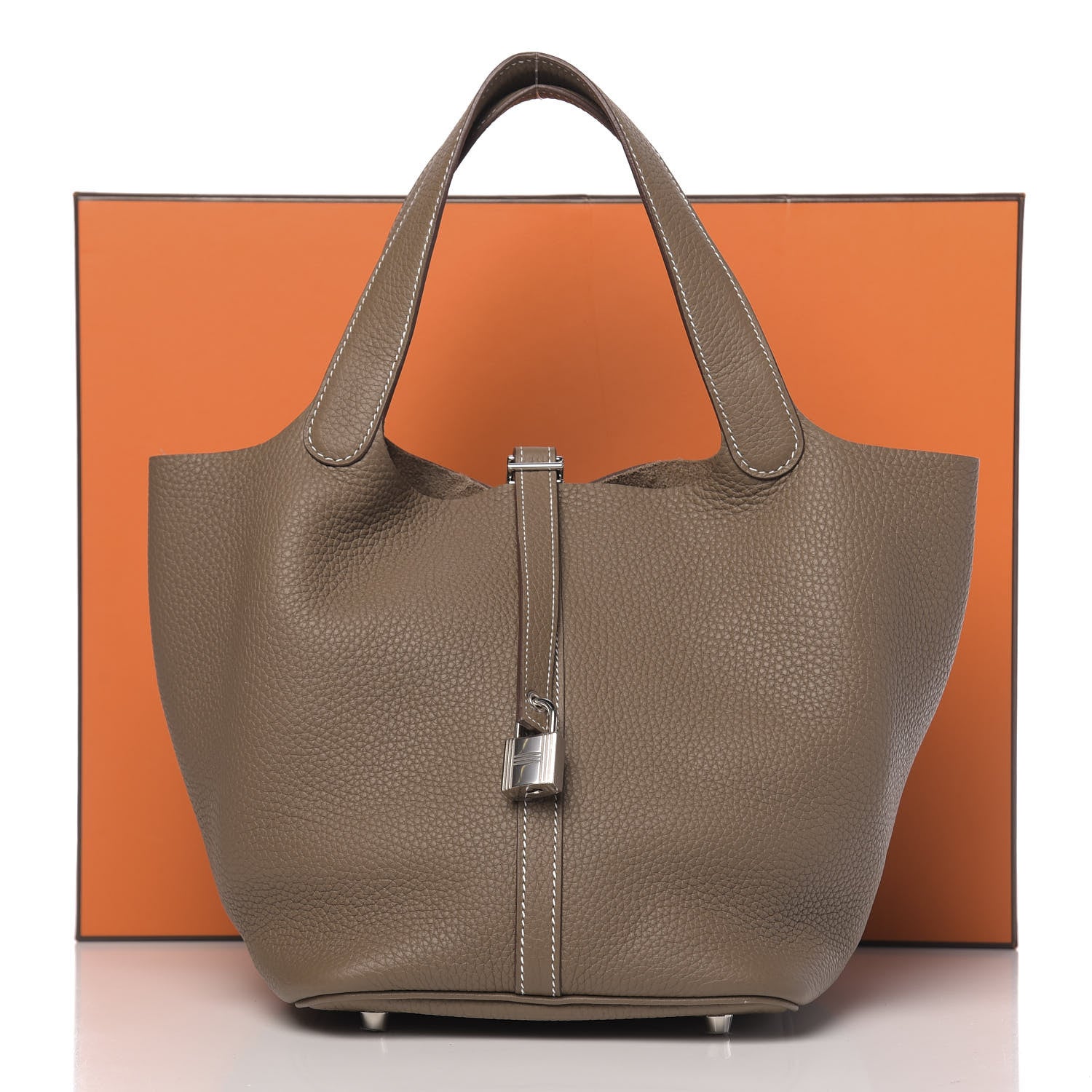 Hermes Taurillon Clemence Picotin Lock 22 MM Etoupe 11 of 11