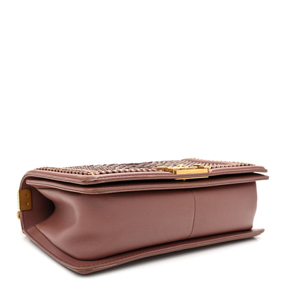 Chanel Snakeskin Calfskin Medium Chain Around Top Handle Boy Flap Mauve 4 of 11