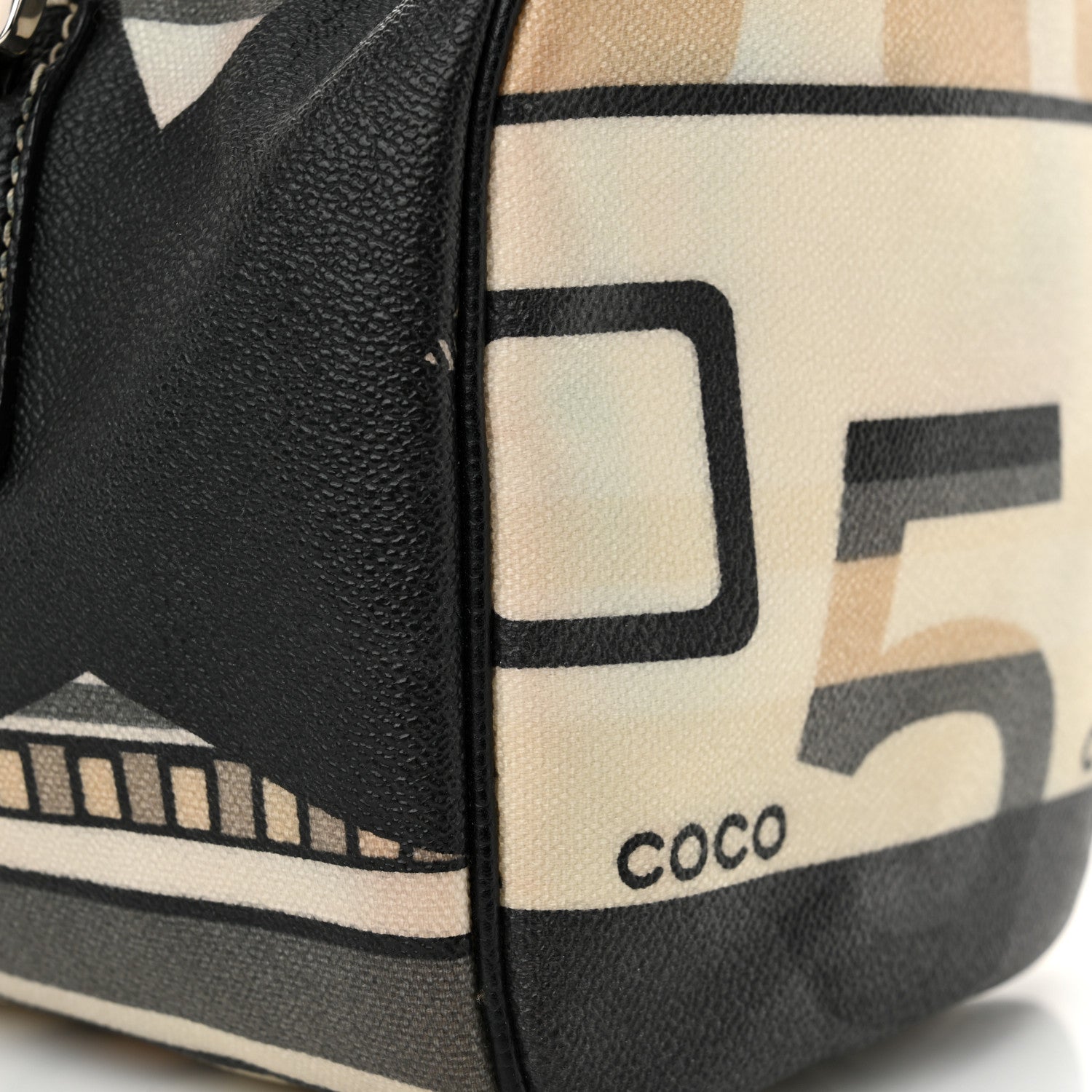 Chanel Coated Canvas Le Train Boston Bag Black 14 of 16
