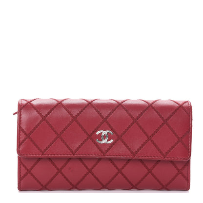 Chanel Calfskin Diamond Stitch Large Gusset Flap Wallet Dark Pink 1 of 7