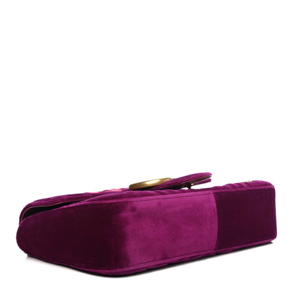 Gucci Velvet Matelasse Loved Embroidered Medium GG Marmont Shoulder Bag Fuchsia Violet Cyclamen 3 of 4