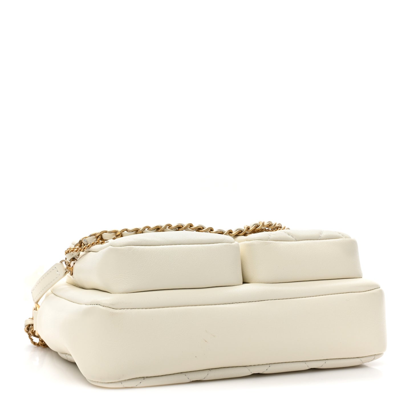 Calfskin Quilted Small Camera Case White