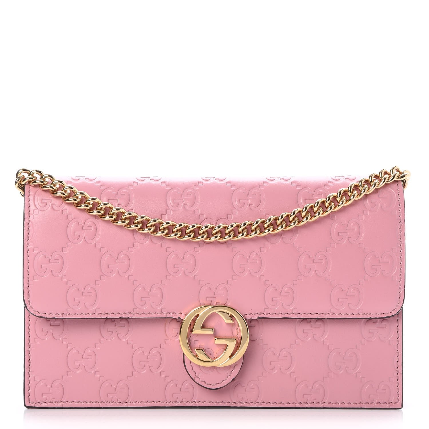 Gucci Guccissima Icon Chain Wallet Carmine Rose 1 of 7
