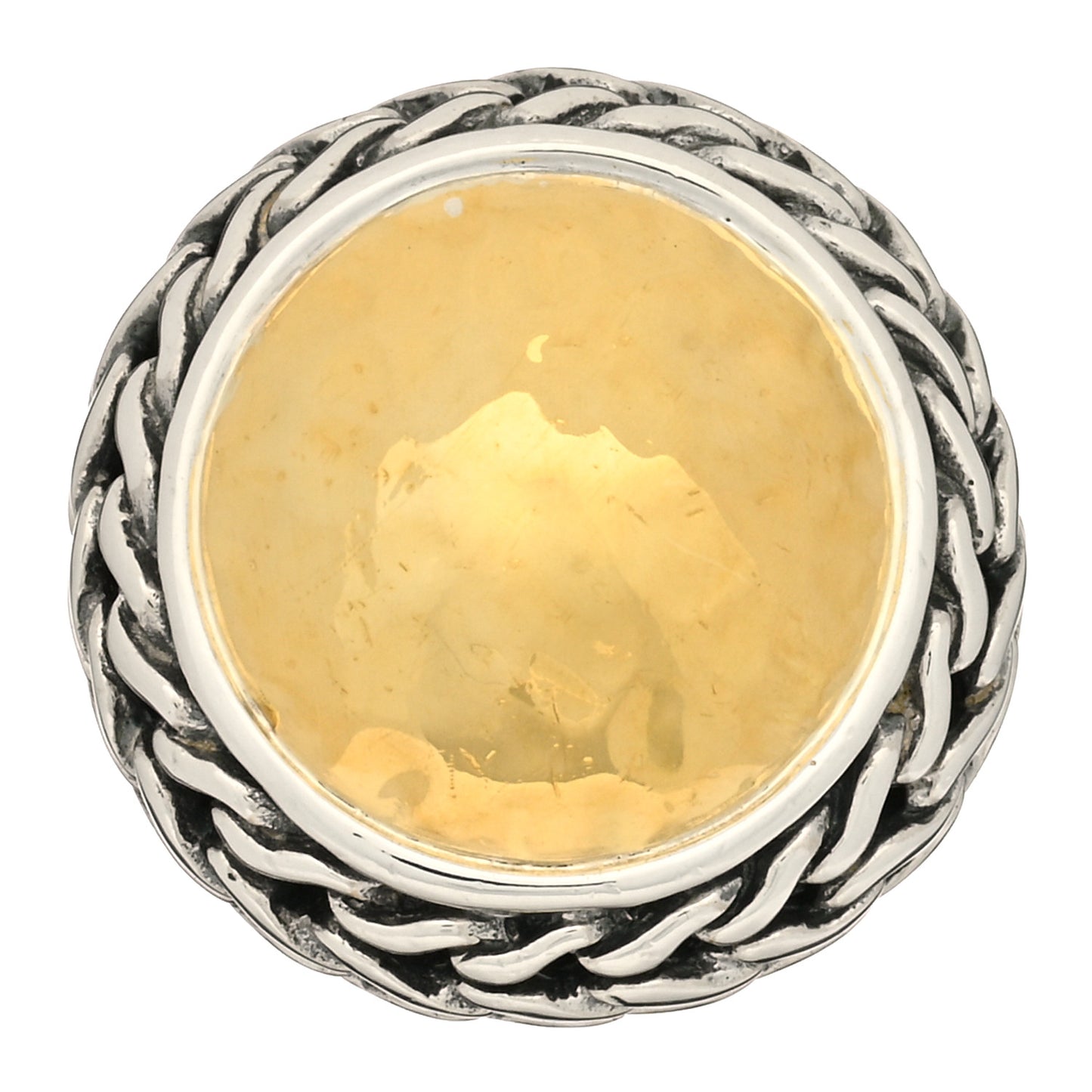 Sterling Silver 22K Yellow Gold Palu Hammered Dome Ring 51 5.75