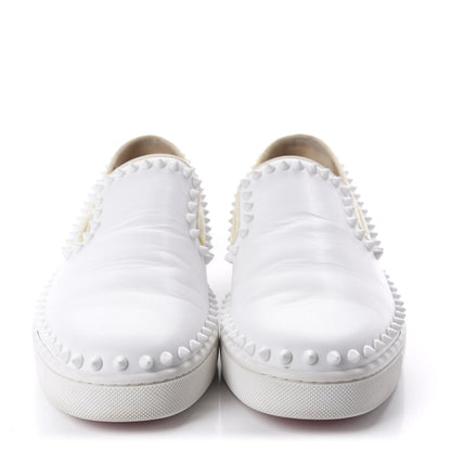 Christian Louboutin Calfskin Mens Spikes Pik Boat Flat 40 White 2 of 11