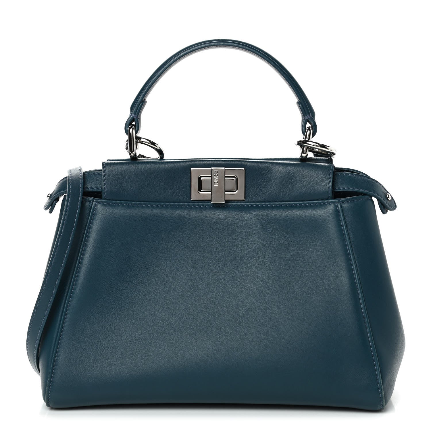 Fendi Nappa Mini Peekaboo Iconic Satchel Pavone 1 of 5