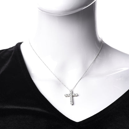 Tiffany Platinum Diamond Large Cross Pendant Necklace 2 of 7