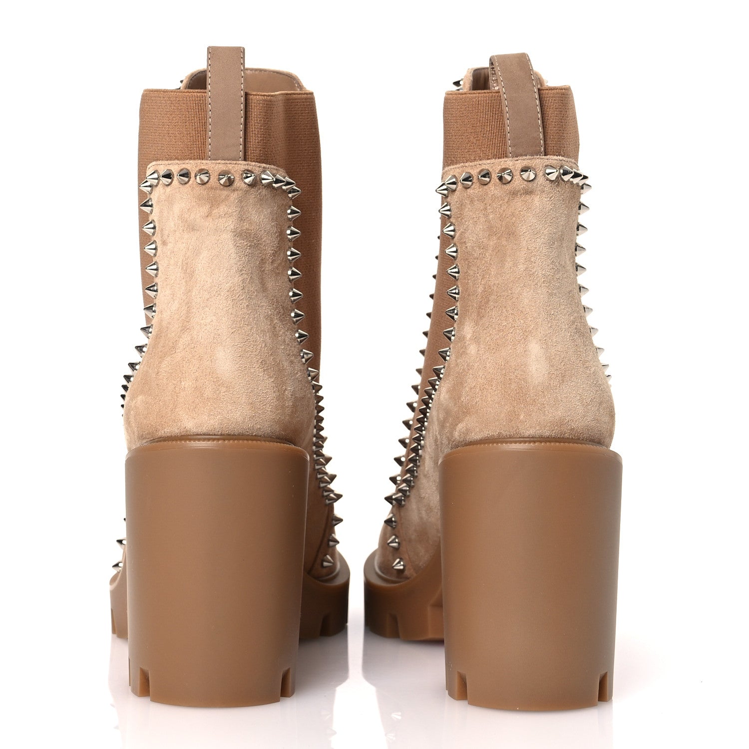 Christian Louboutin Suede Spikes Chelsea Outline Boots 39 Beige 6 of 9