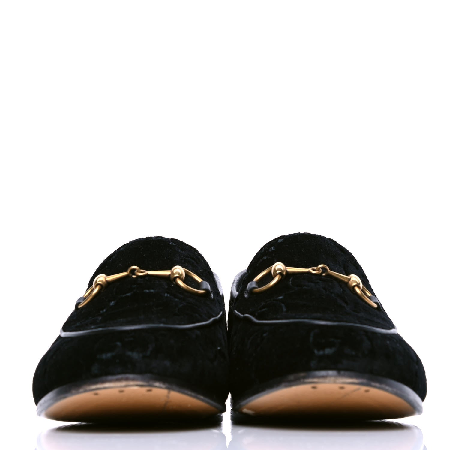 Gucci Velvet GG Monogram Horsebit Womens Jordaan Loafers 37 Black 2 of 4