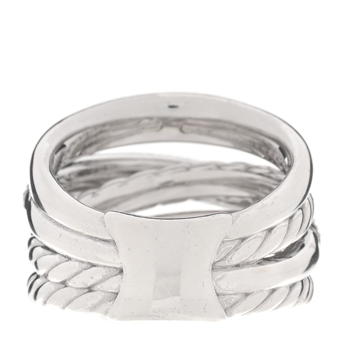 Sterling Silver Diamond 17.5mm Crossover Five Row Ring 57 8