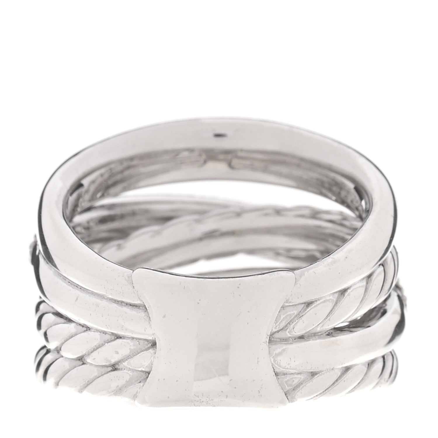 David Yurman Sterling Silver Diamond 17.5mm Crossover Five Row Ring 57 8 3 of 4