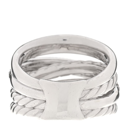 David Yurman Sterling Silver Diamond 17.5mm Crossover Five Row Ring 57 8 3 of 4