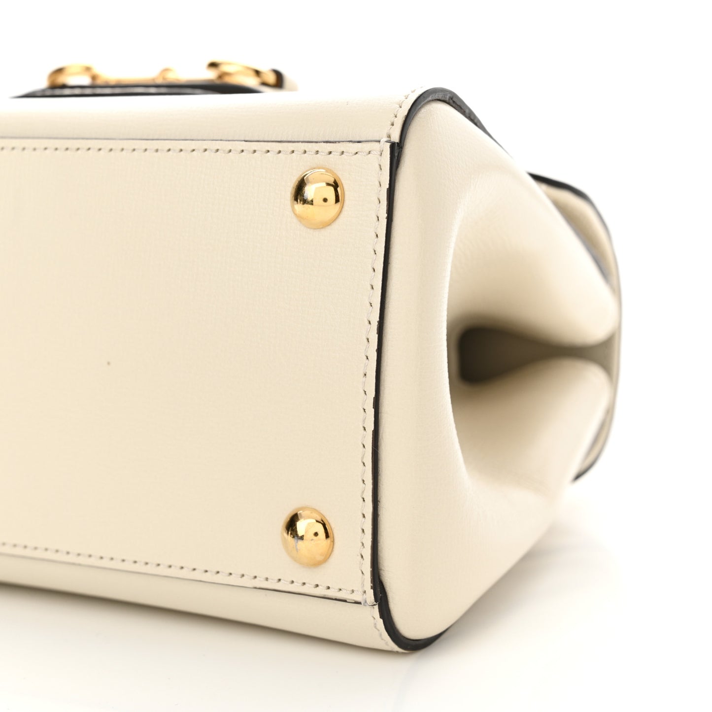 Glazed Textured Calfskin Mini Horsebit 1955 Top Handle Flap Bag Mystic White